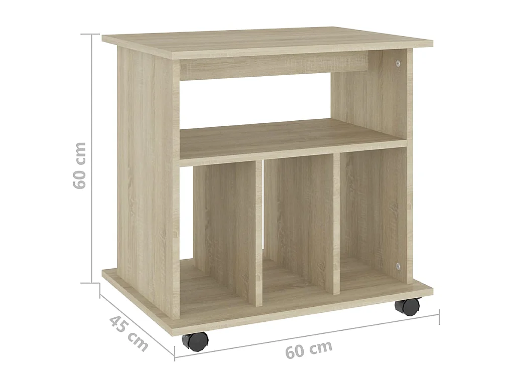 Armario con ruedas madera contrachapada roble Sonoma 60x45x60cm