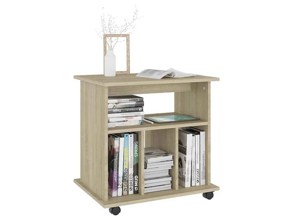 Armario con ruedas madera contrachapada roble Sonoma 60x45x60cm