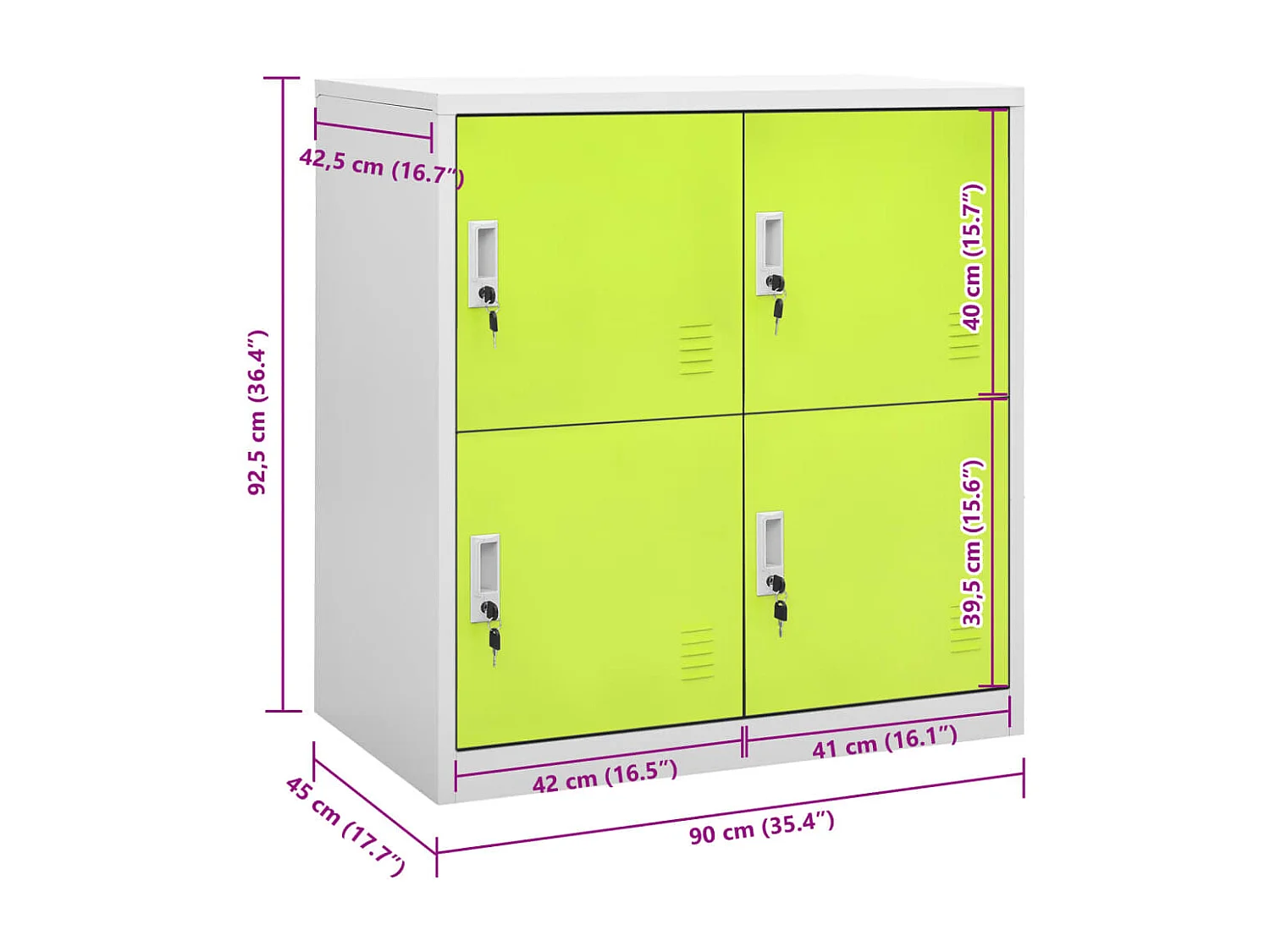 Armoire à casiers Gris clair et vert 90x45x92,5 cm Acier
