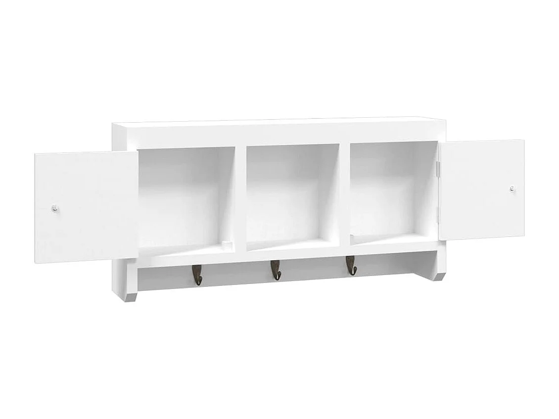 Armadietto per Chiavi Bianco 40x8,5x20 cm in Legno e Acciaio