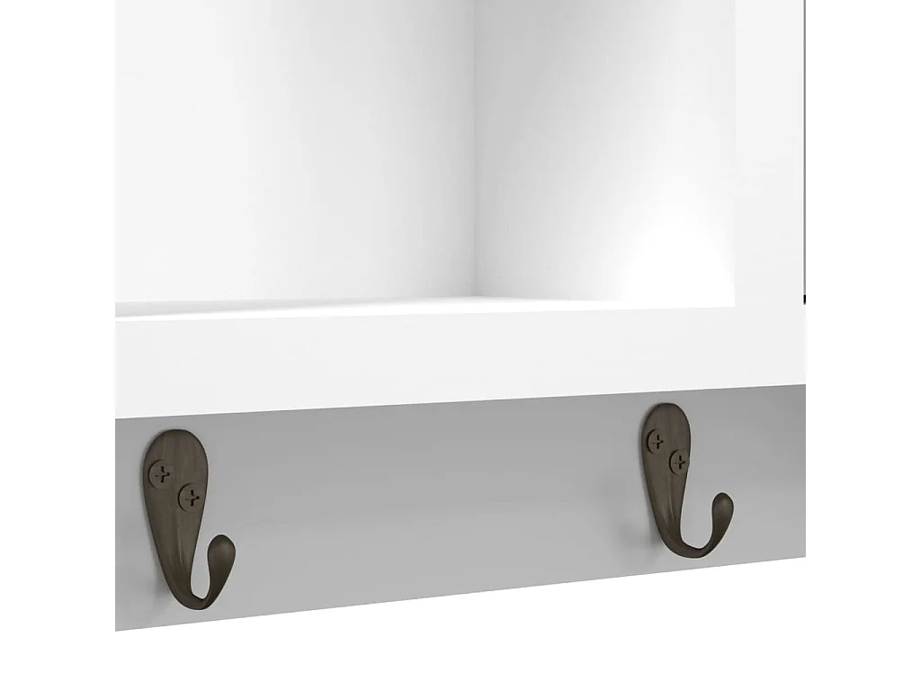 Armadietto per Chiavi Bianco 40x8,5x20 cm in Legno e Acciaio