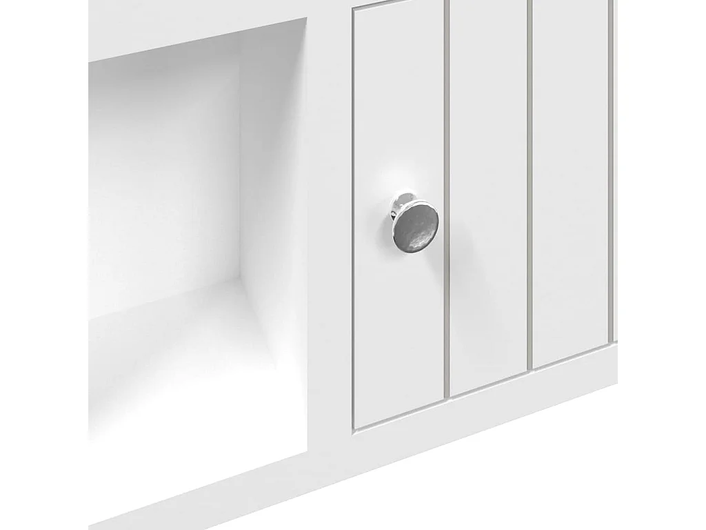 Armadietto per Chiavi Bianco 40x8,5x20 cm in Legno e Acciaio