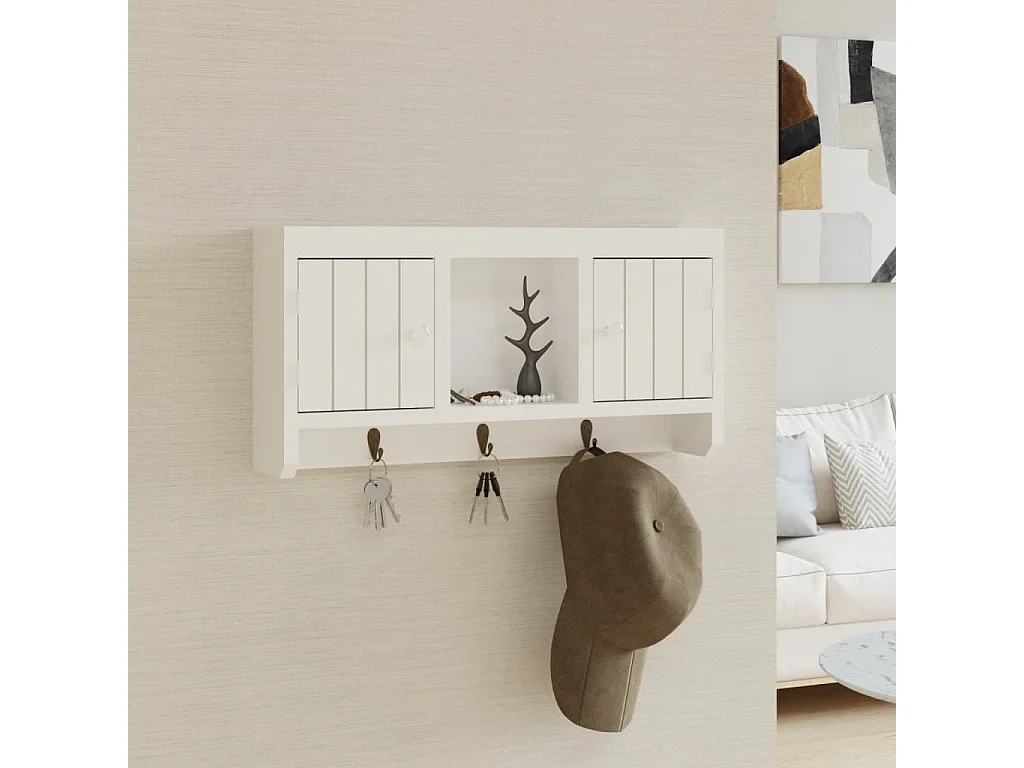Armário de chaves 40x8,5x20 cm derivados de madeira/aço branco