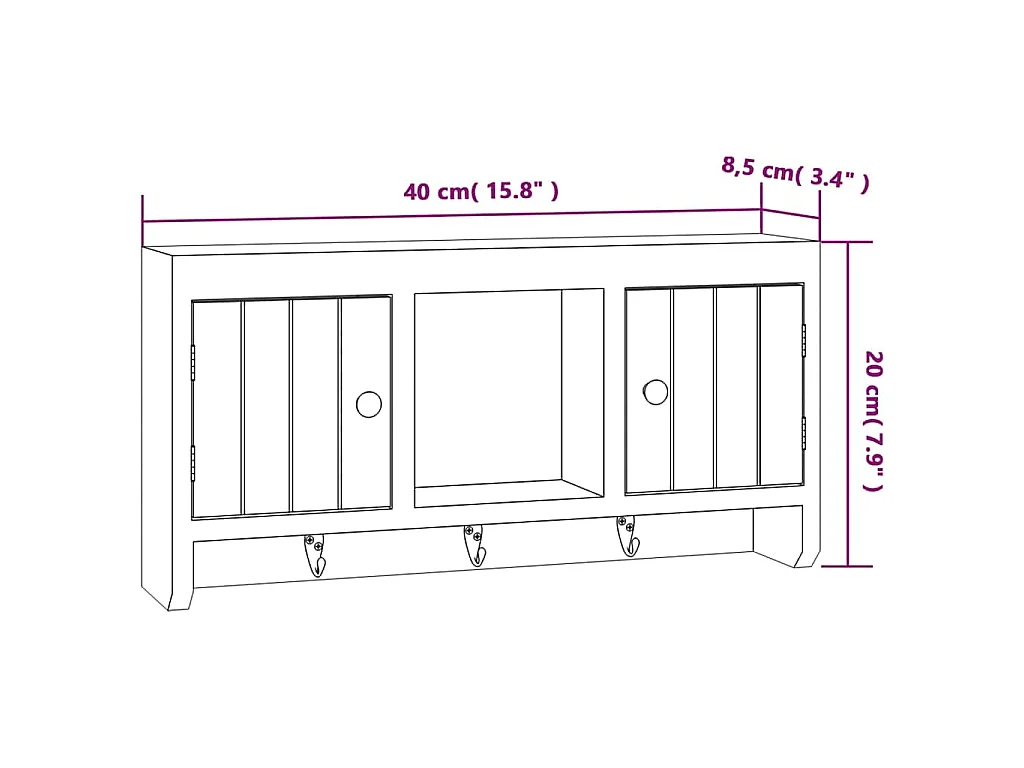 Armoire à clés Blanc 40x8,5x20 cm Bois d'ingénierie et acier