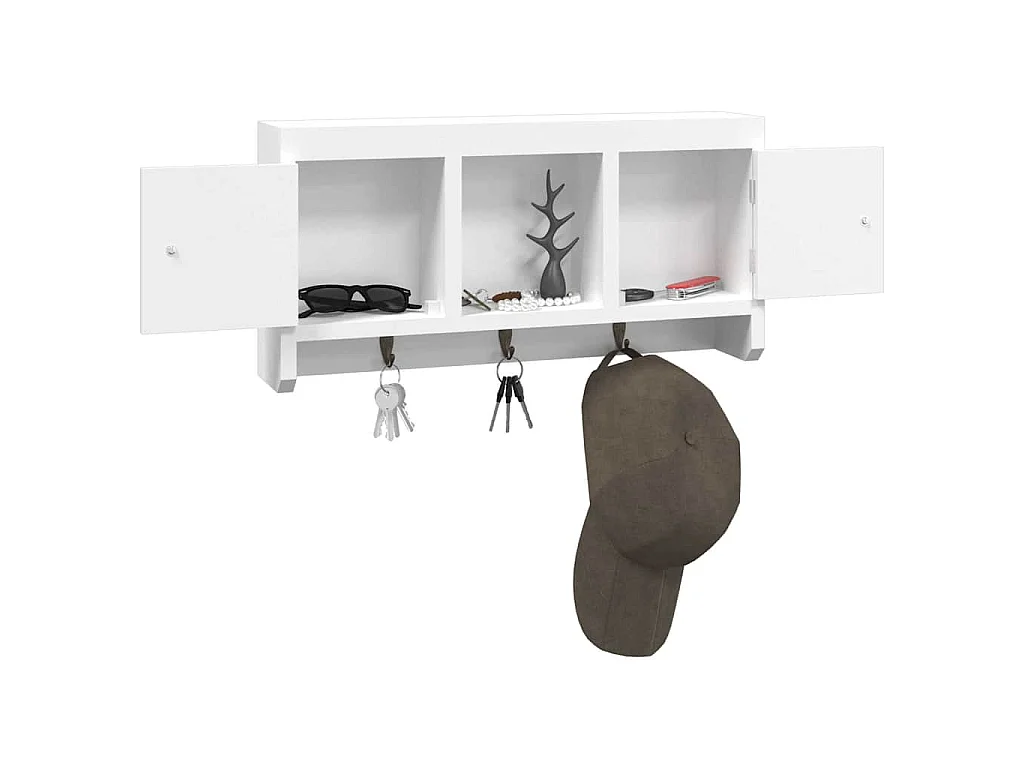 Armoire à clés Blanc 40x8,5x20 cm Bois d'ingénierie et acier