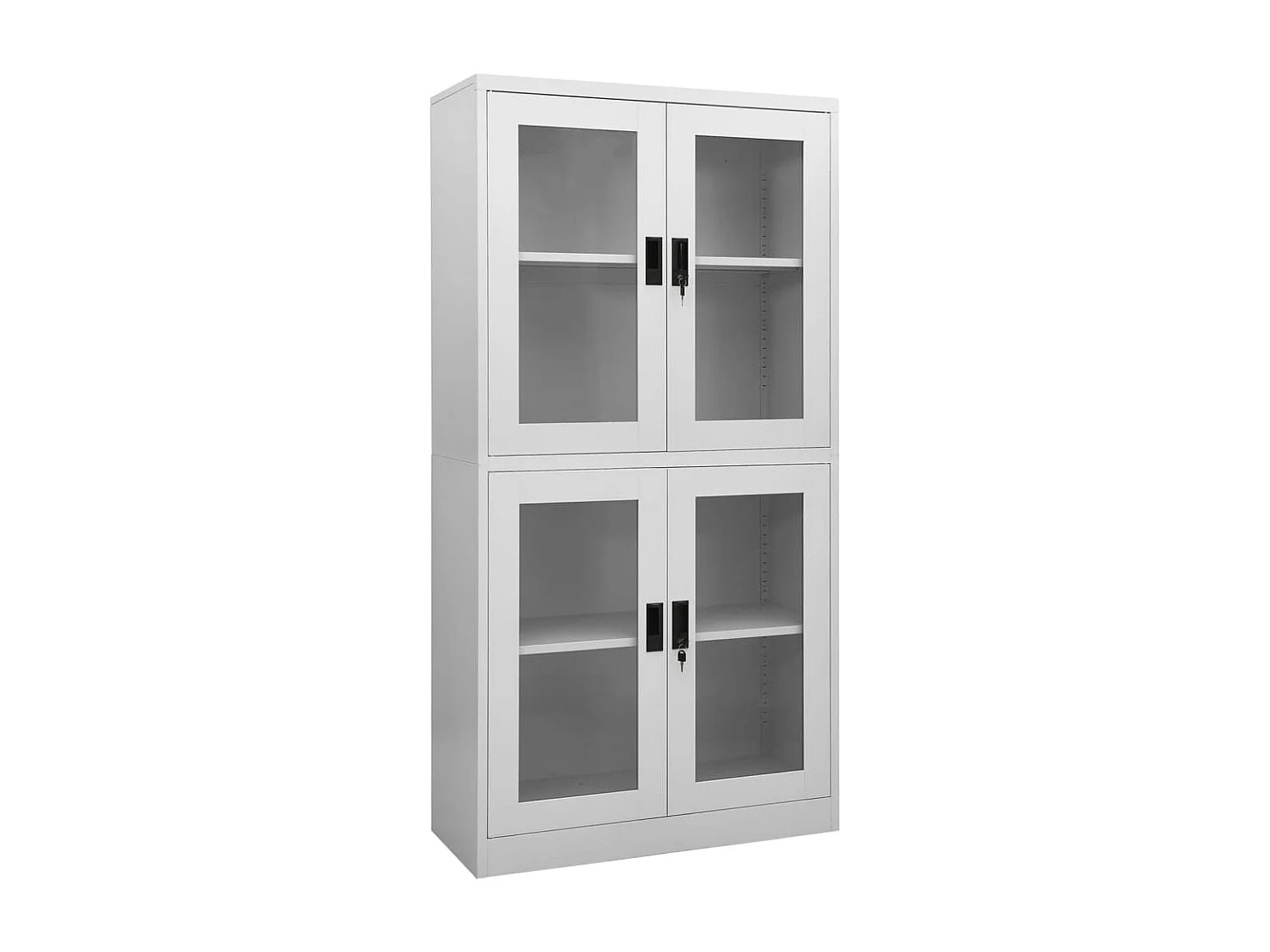Armoire de bureau Gris clair 90x40x180 cm Acier et verre trempé