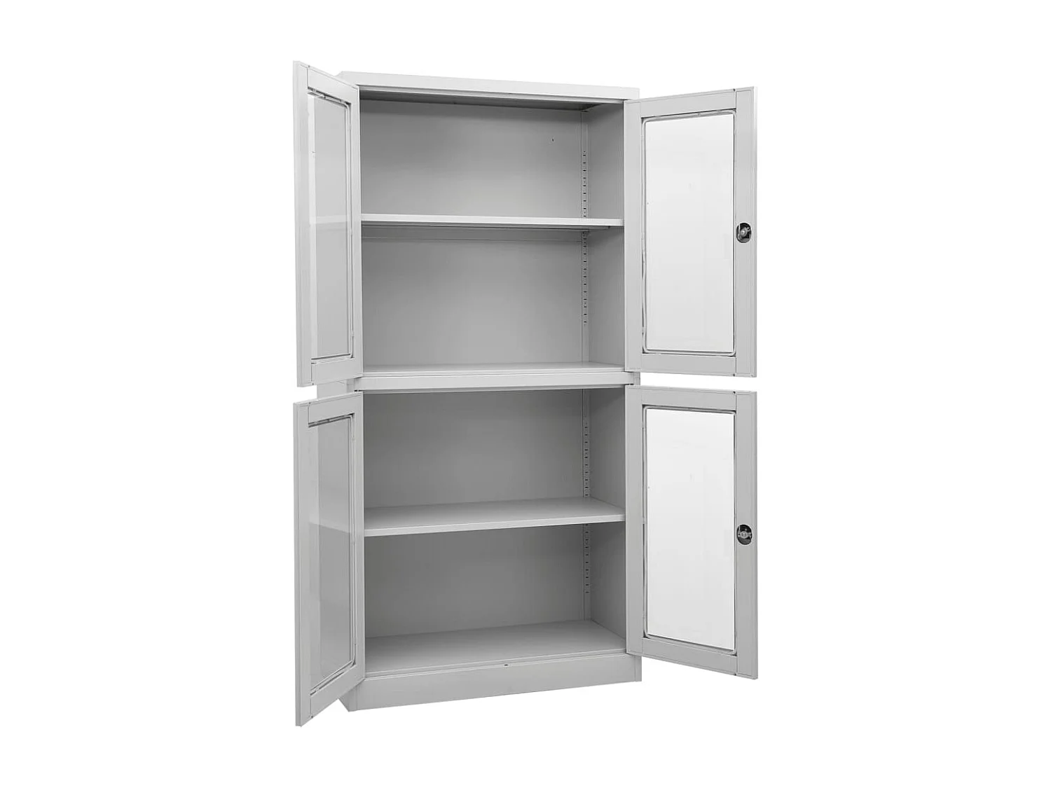 Armoire de bureau Gris clair 90x40x180 cm Acier et verre trempé