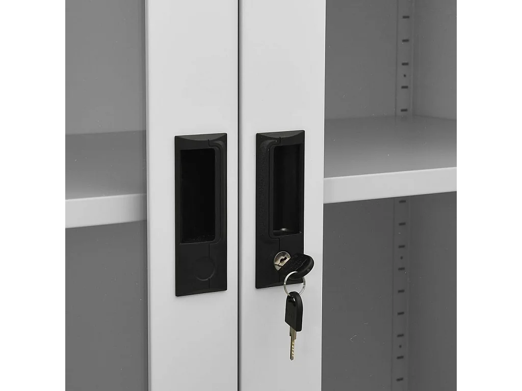 Armoire de bureau Gris clair 90x40x180 cm Acier et verre trempé