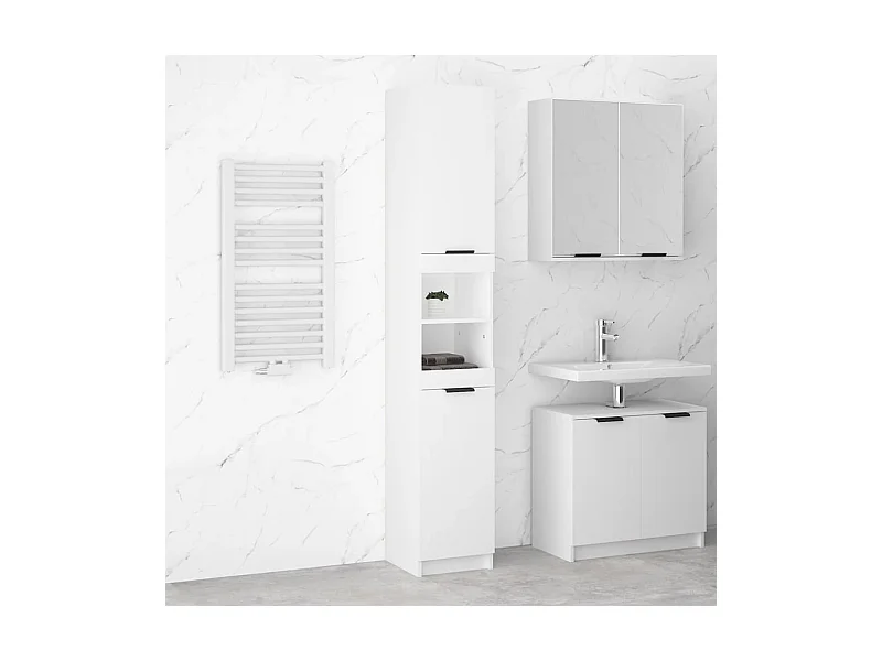 Badschrank Weiß 32x34x188,5 cm Holzwerkstoff