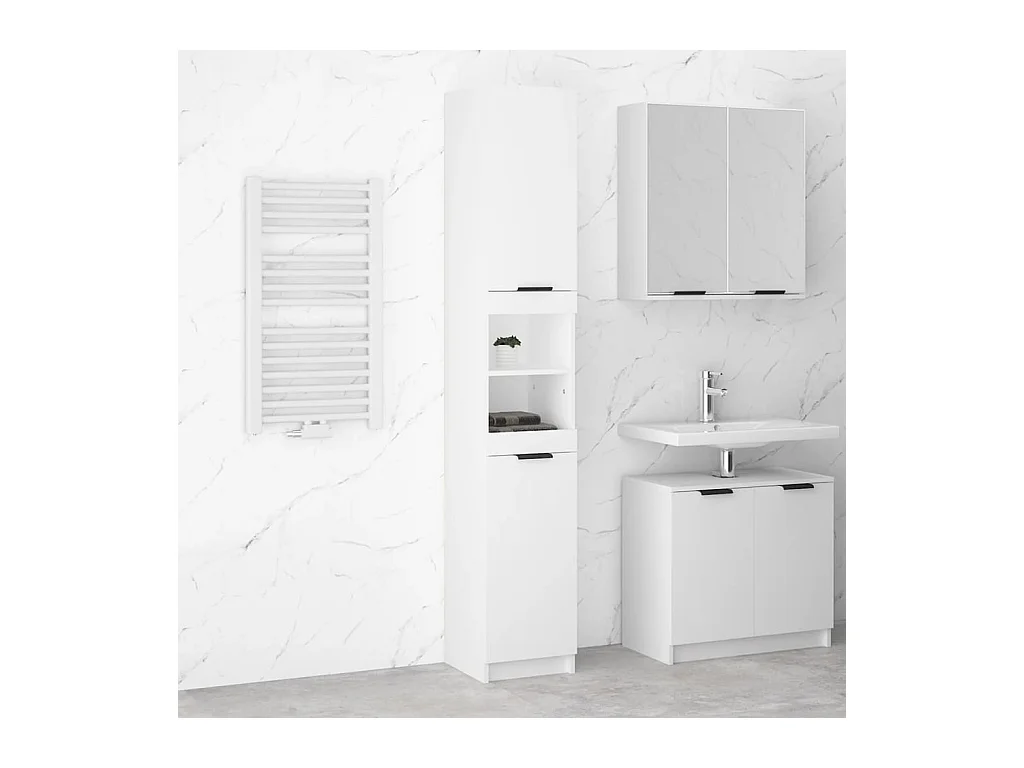 Armoire de salle de bain blanc 32x34x188,5 cm bois d'ingénierie