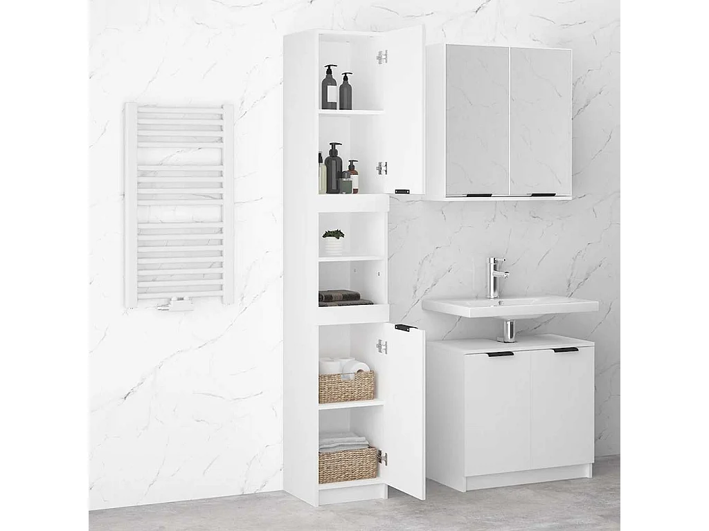 Armoire de salle de bain blanc 32x34x188,5 cm bois d'ingénierie