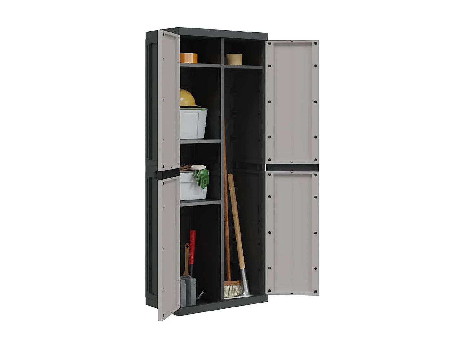 Gartenschrank Grau und Schwarz 65x37x165 cm PP