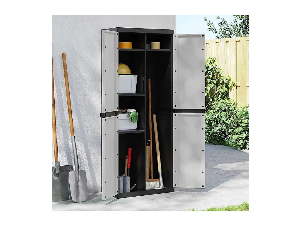 Tuinkast 65x37x165 cm polypropeen grijs en zwart