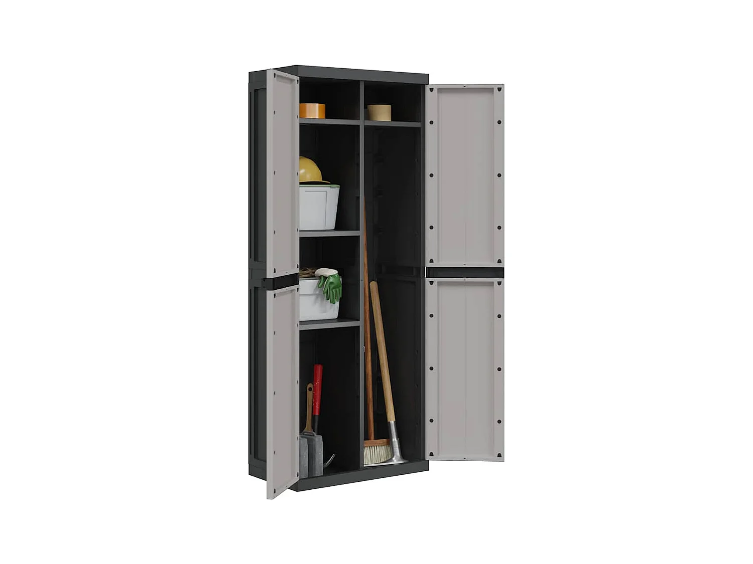 Armadio da Esterno Grigio e Nero 65x37x165 cm in PP