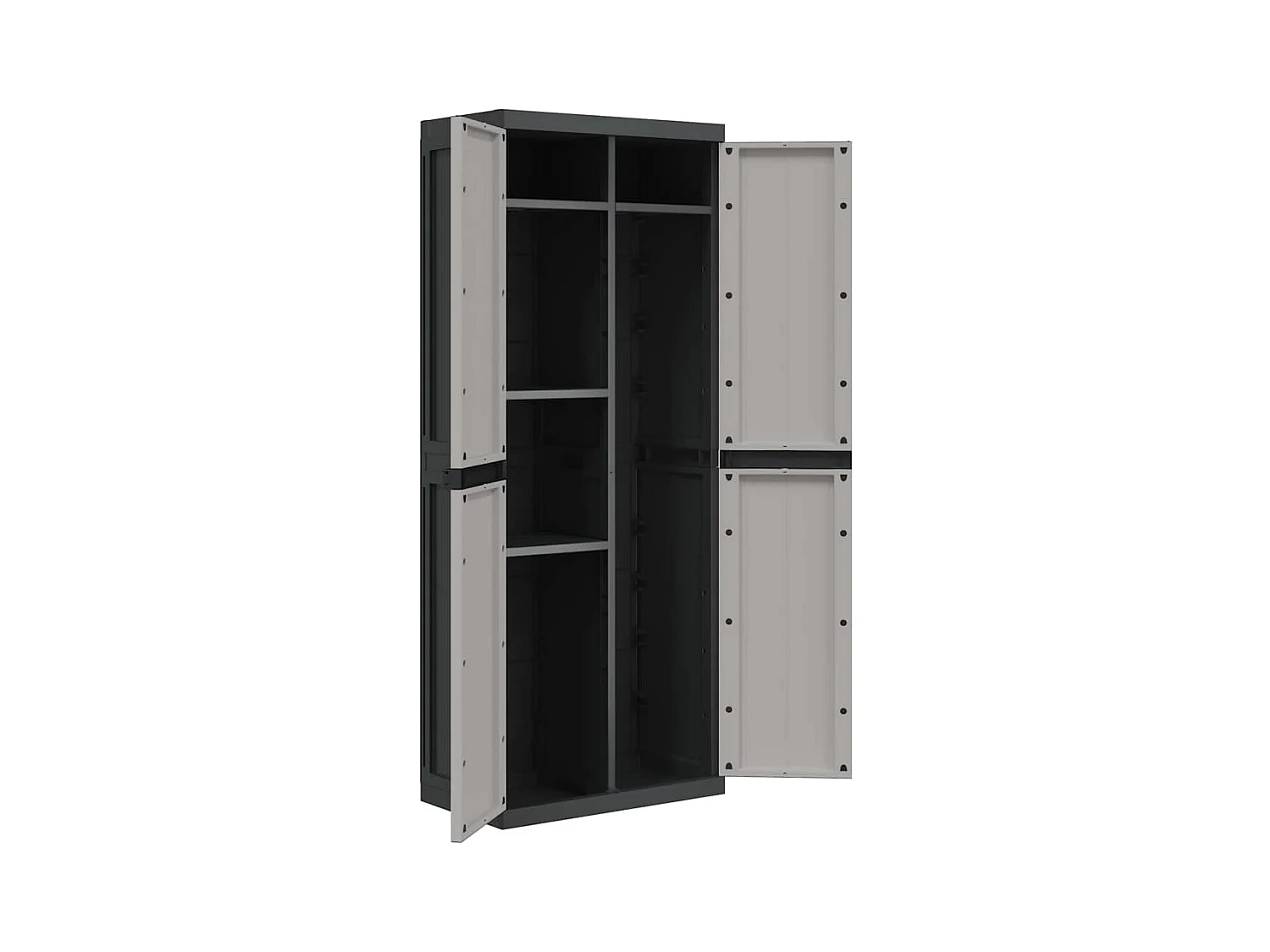 Armadio da Esterno Grigio e Nero 65x37x165 cm in PP