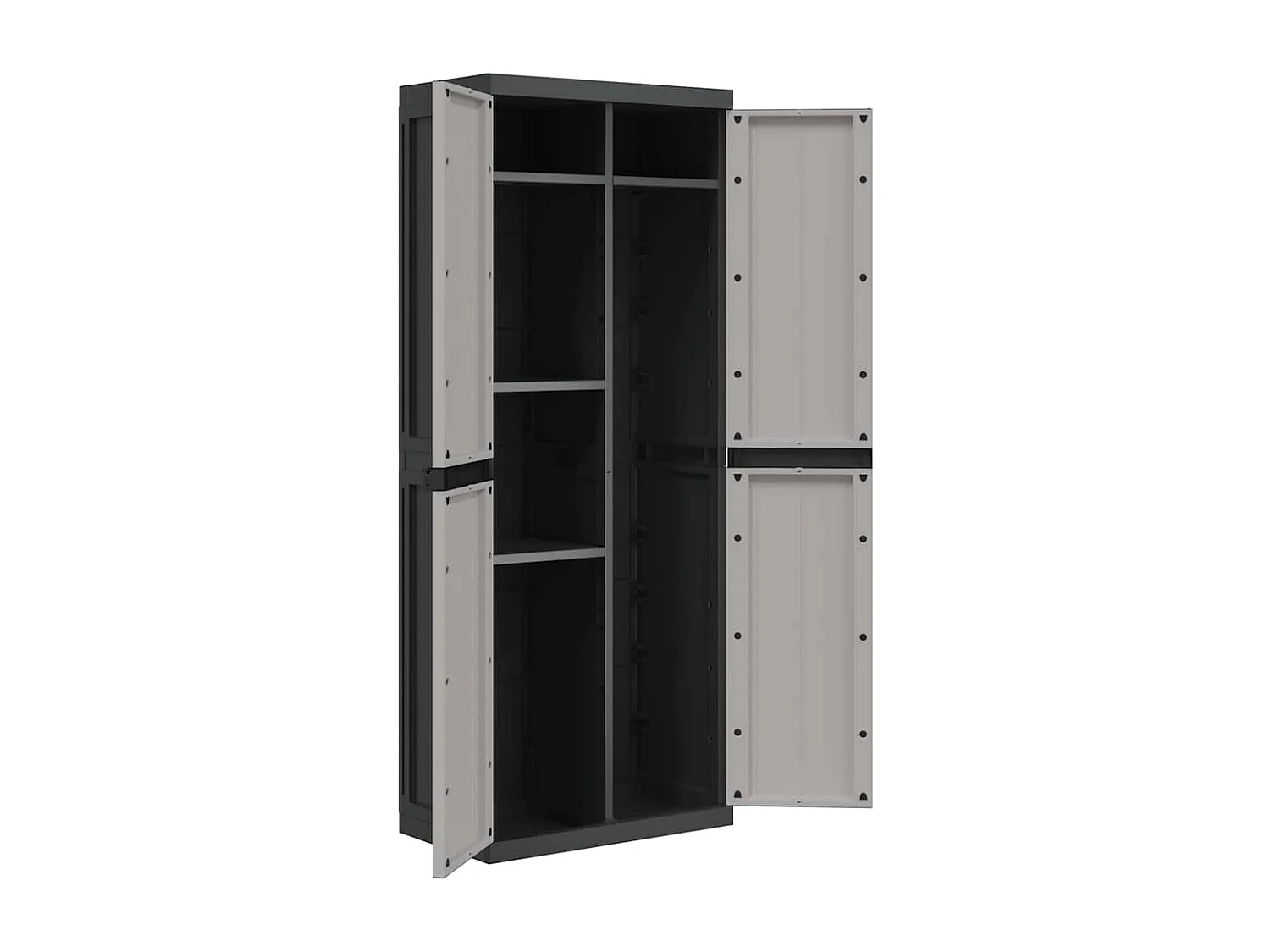 Armoire de rangement d'extérieur gris et noir 65x37x165 cm PP