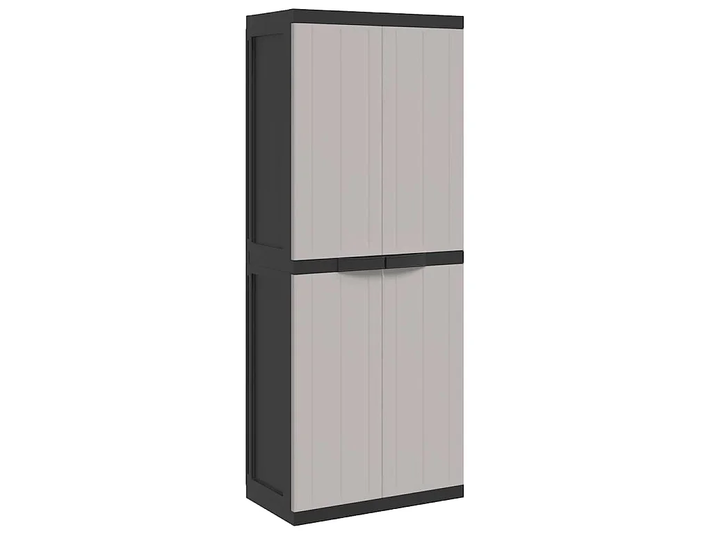 Móvel de arrumação para exterior 65x37x165 PP cinzento e preto