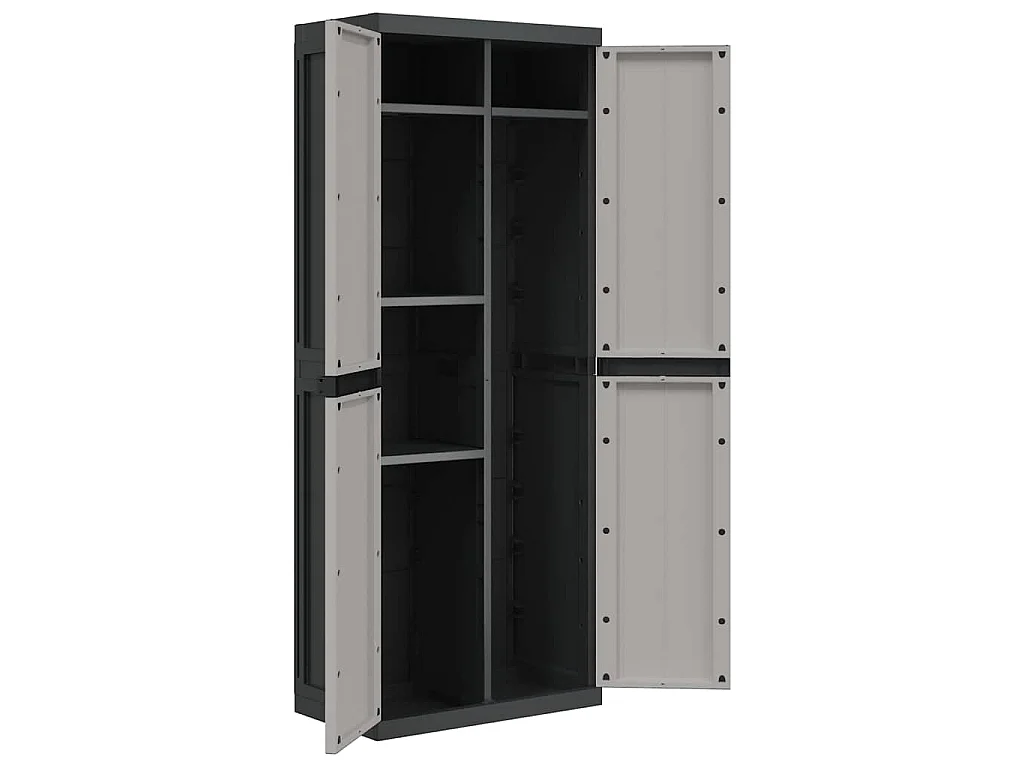Móvel de arrumação para exterior 65x37x165 PP cinzento e preto