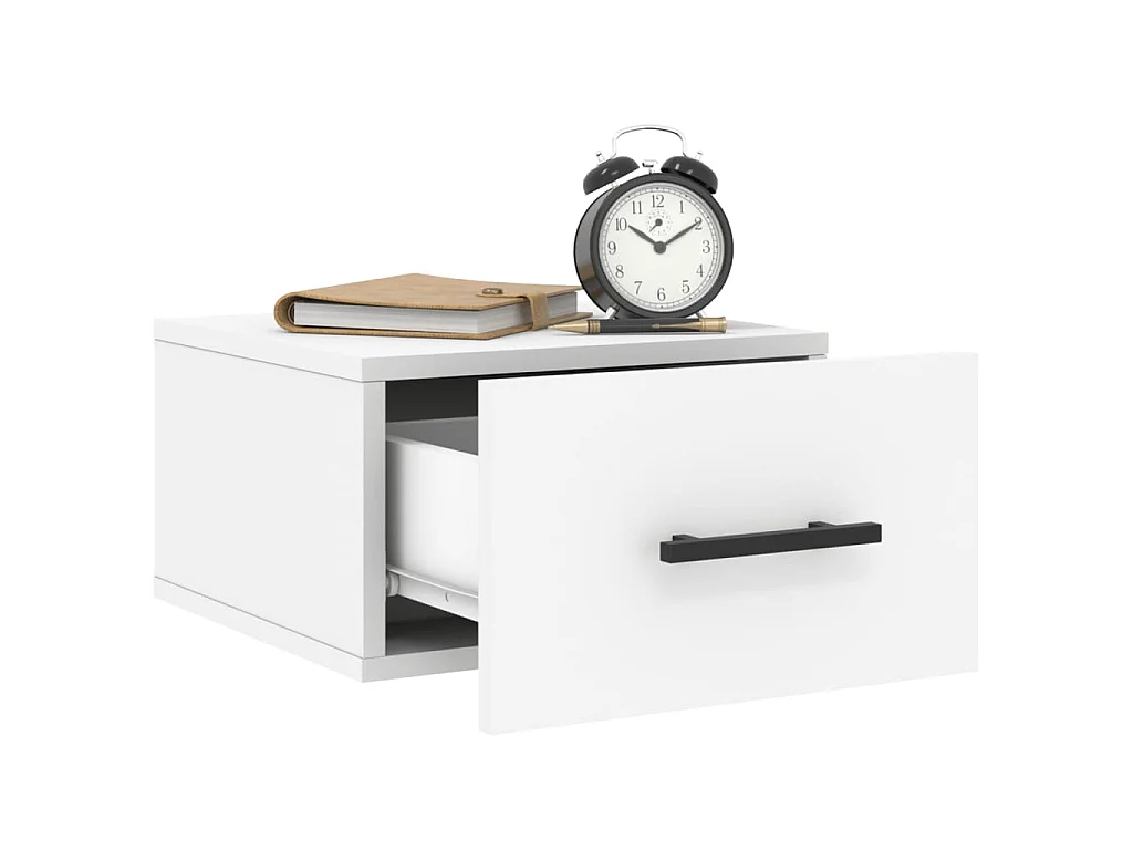 Table de chevet murale blanc 35x35x20 cm