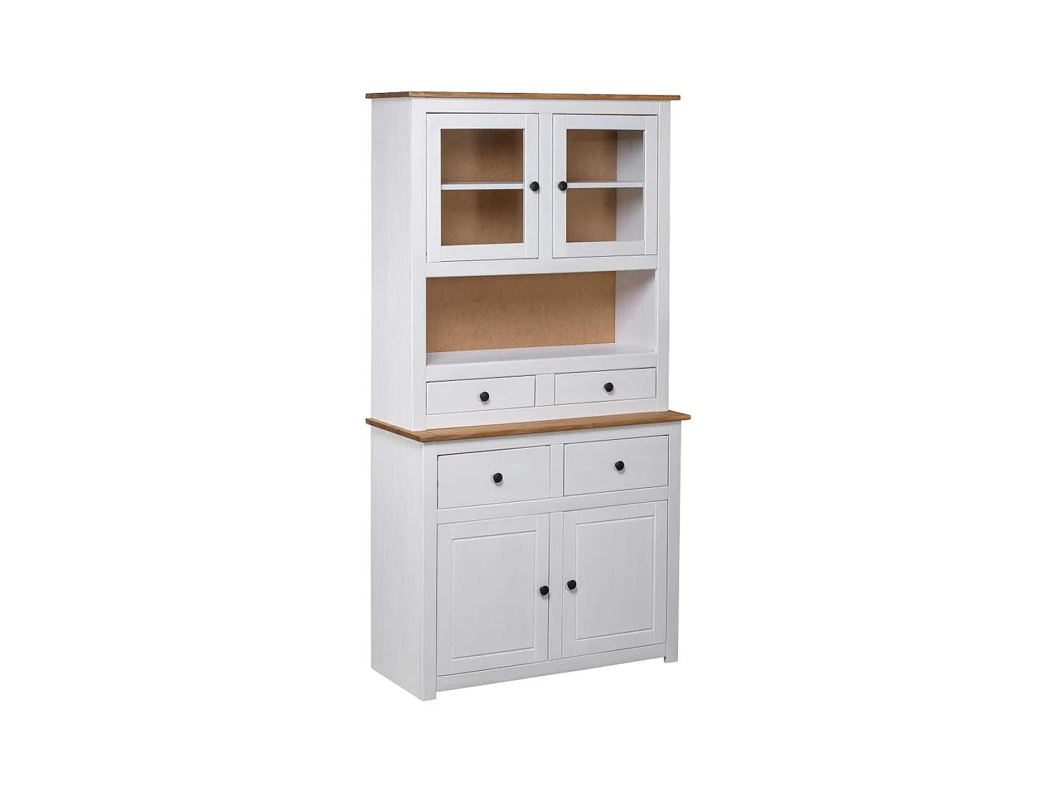 Hoge kast Panama Range 93x40,5x180 cm massief grenenhout wit