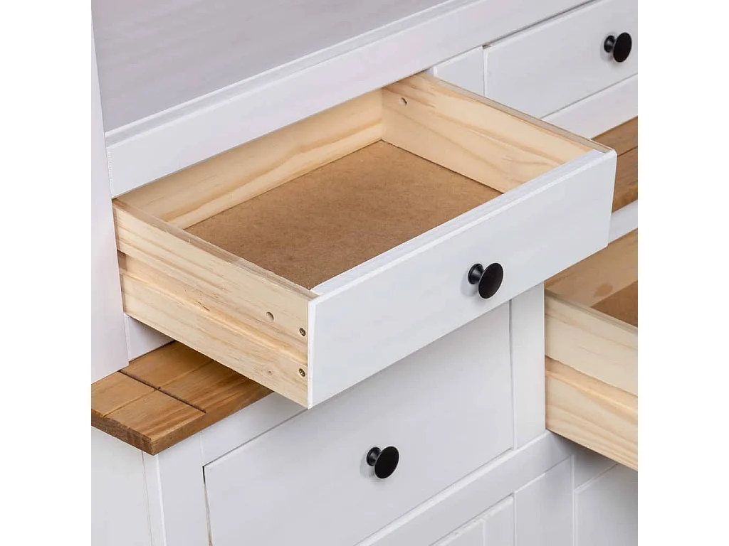 Buffet haut Blanc 93x40,5x180 cm Pin Gamme Panama