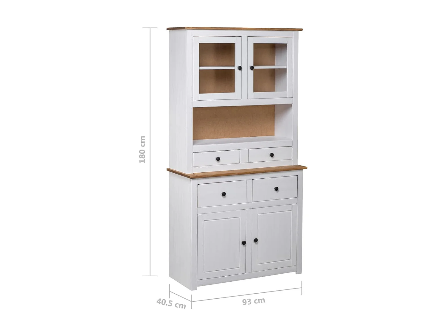 Buffet haut Blanc 93x40,5x180 cm Pin Gamme Panama