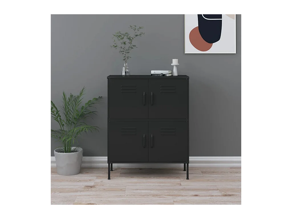 Lagerschrank Schwarz 80x35x101,5 cm Stahl
