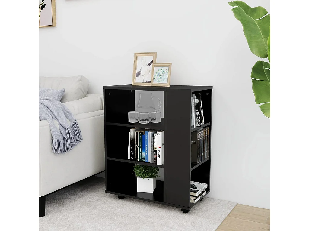 Armoire à roulettes Noir 60x35x75 cm Bois d’ingénierie