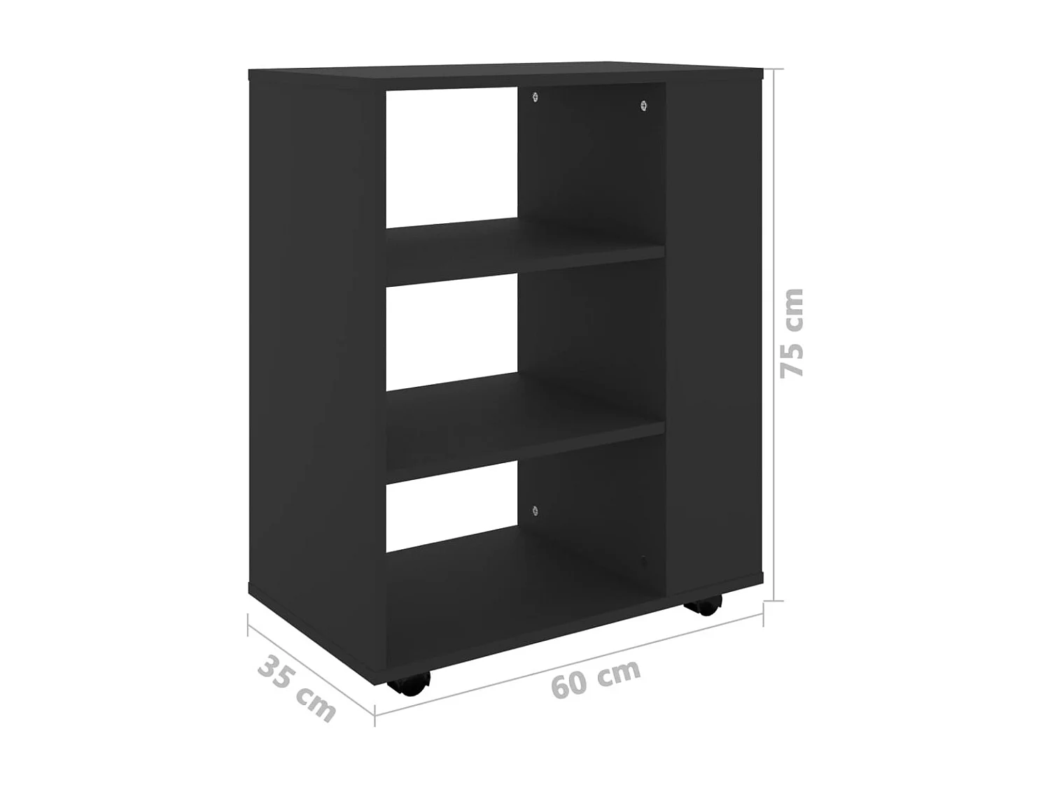 Armoire à roulettes Noir 60x35x75 cm Bois d’ingénierie