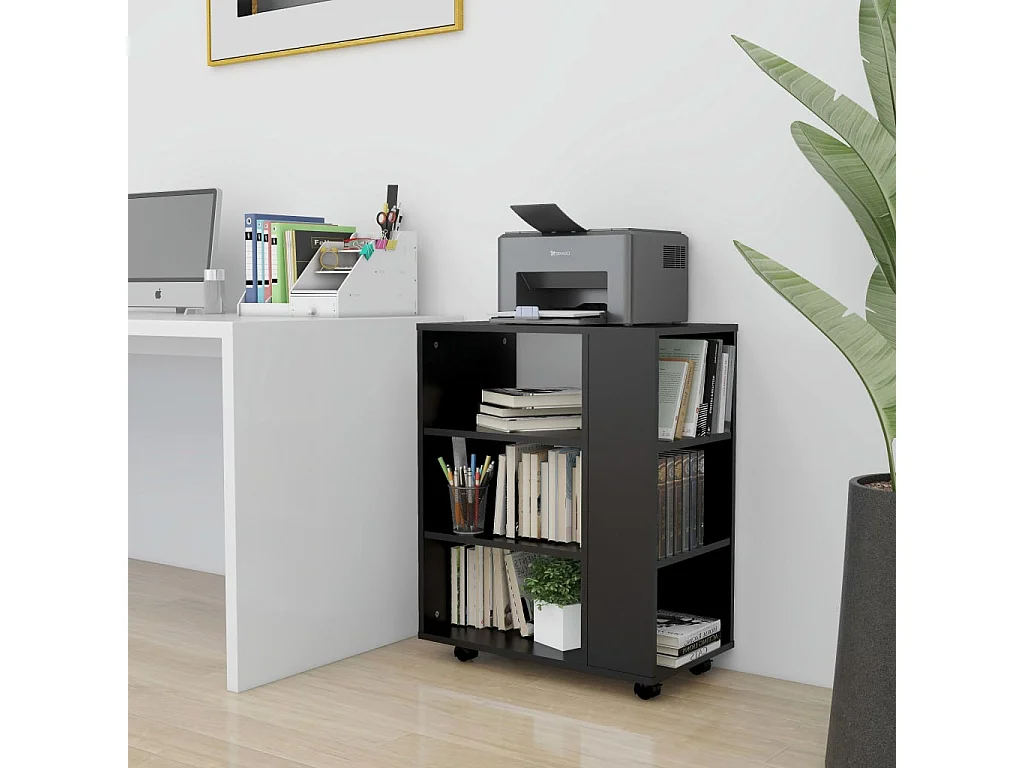 Rollschrank Schwarz 60x35x75 cm Holzwerkstoff