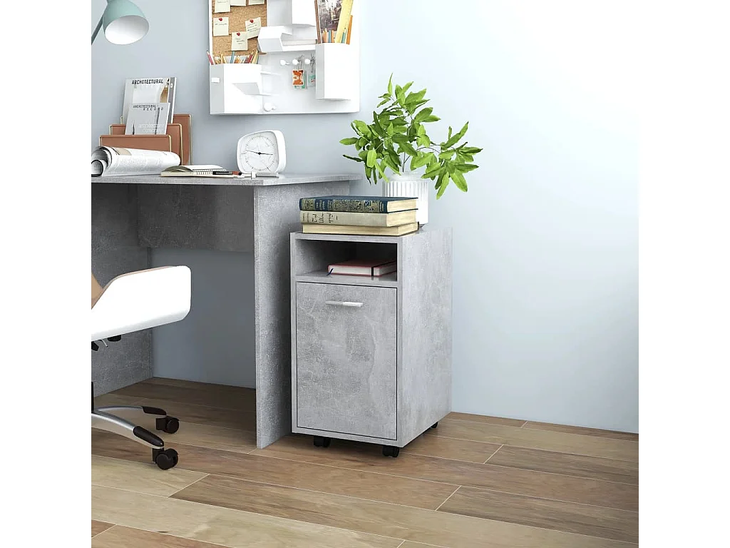 Armoire latérale et roues Gris béton 33x38x60cm Bois ingénierie