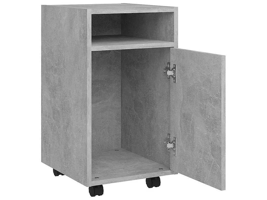 Bijzetkast met wielen 33x38x60 cm bewerkt hout betongrijs