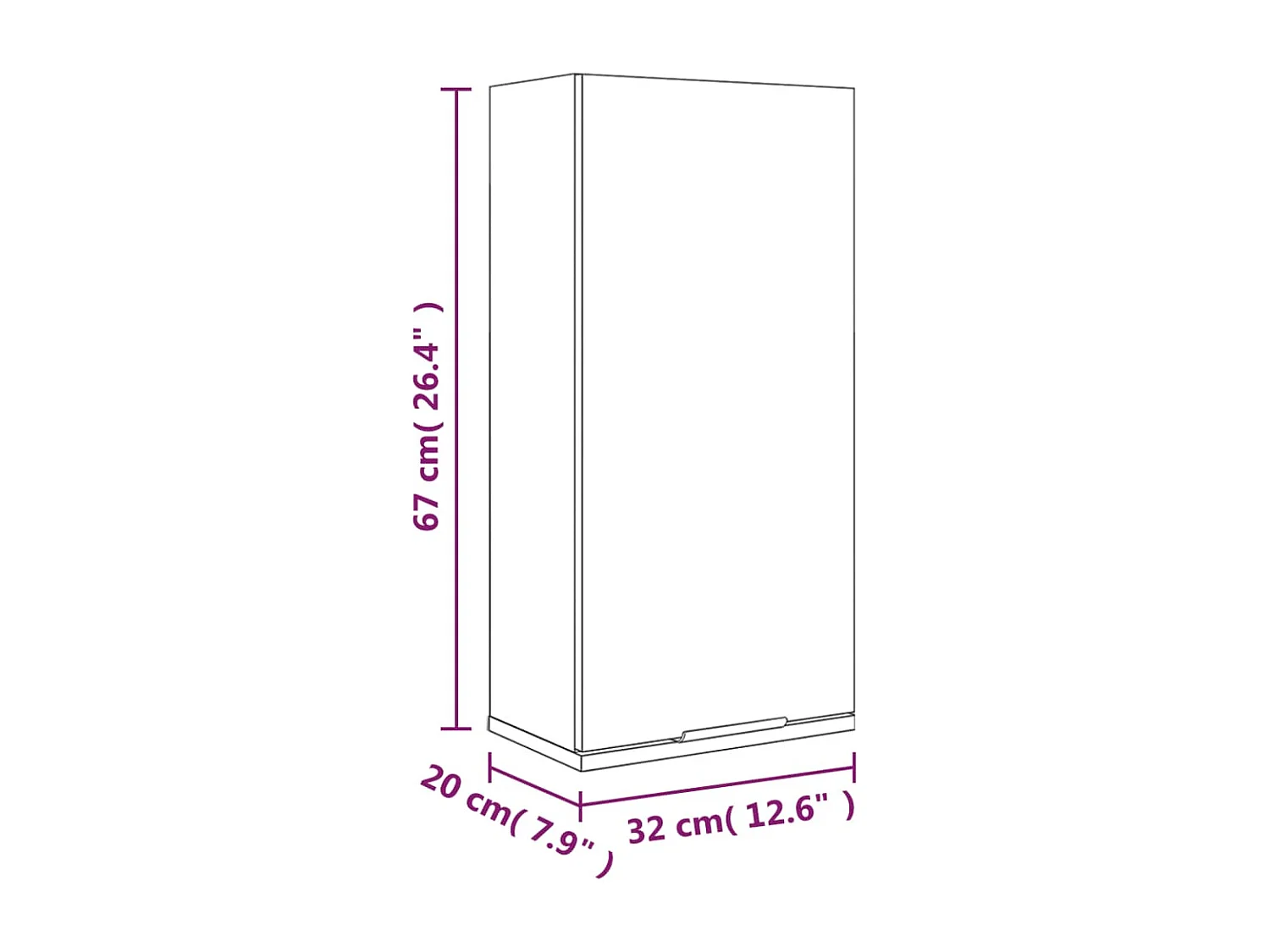 Badkamerkast wandgemonteerd 32x20x67 cm gerookt eikenkleurig