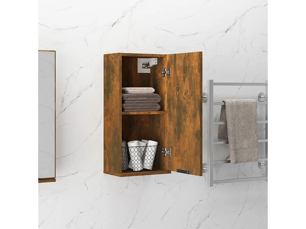 Badkamerkast wandgemonteerd 32x20x67 cm gerookt eikenkleurig