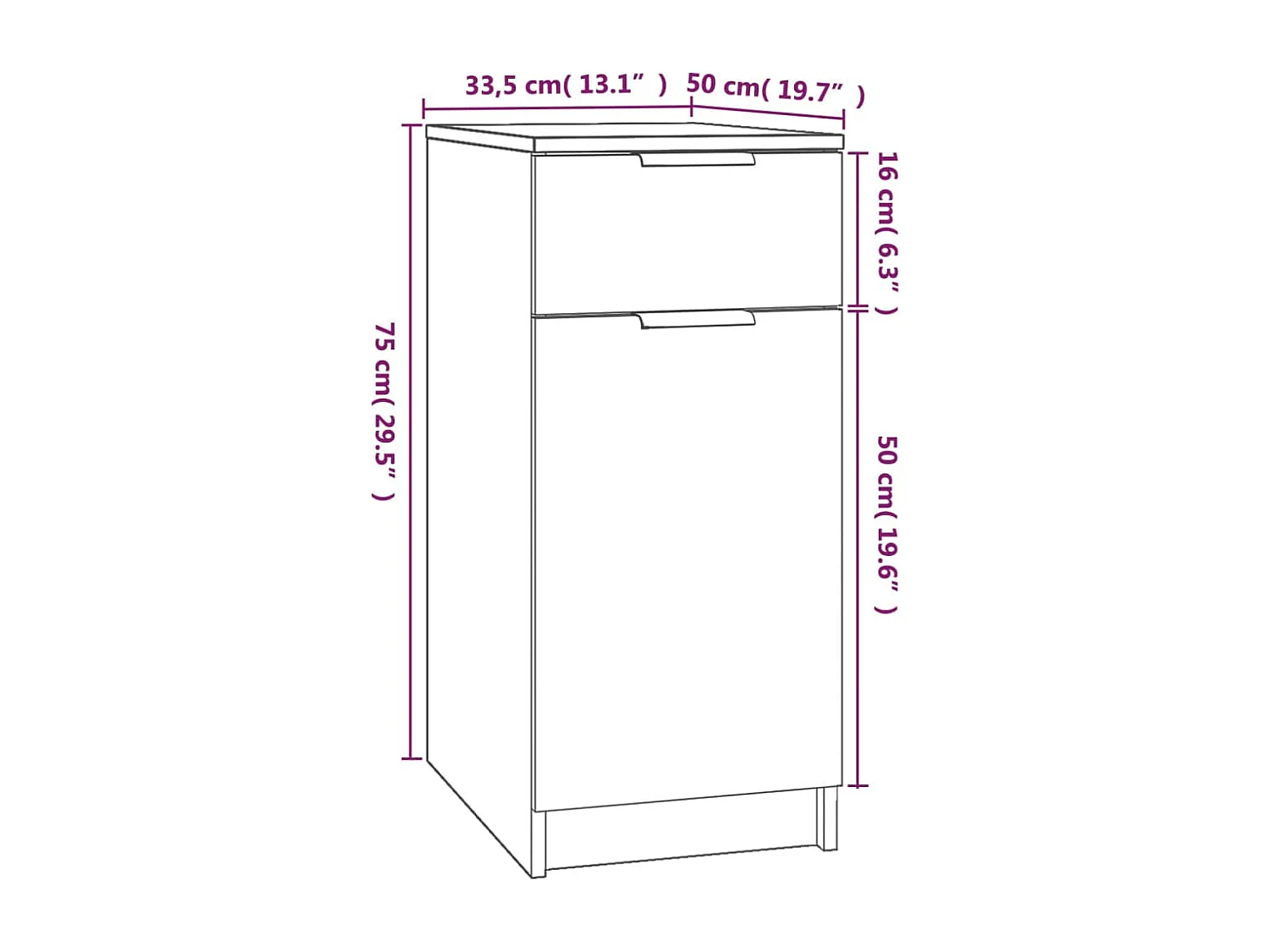 Armoire de bureau Sonoma gris 33,5x50x75 cm Bois d'ingénierie