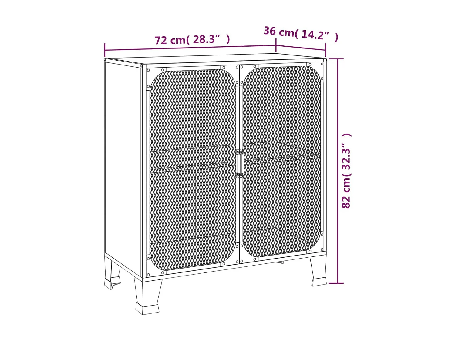Aufbewahrungsschrank Rustikal Braun 72x36x82 cm Metall und MDF