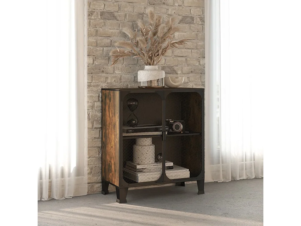 Armoire de rangement Marron rustique 72x36x82 cm Métal et MDF
