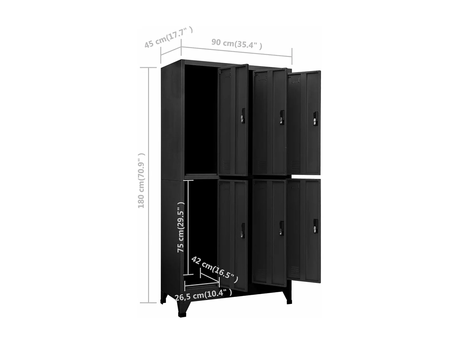 Schließfachschrank Anthrazit 90x45x180 cm Stahl