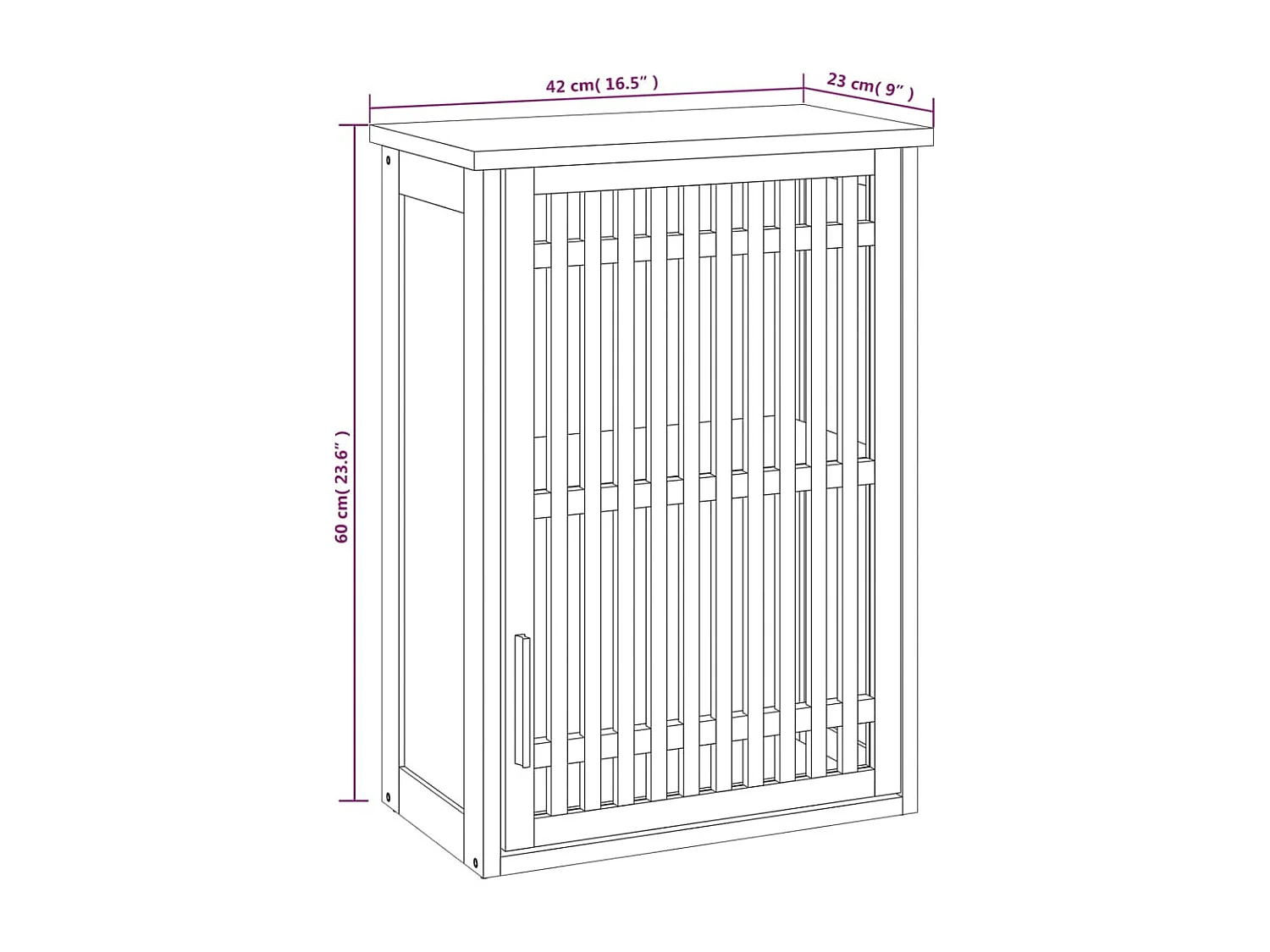 Wand-Badschrank 42x23x60 cm Massivholz Nussbaum