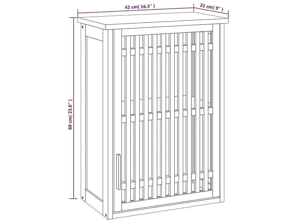 Armoire murale de salle de bain 42x23x60cm Bois massif de noyer