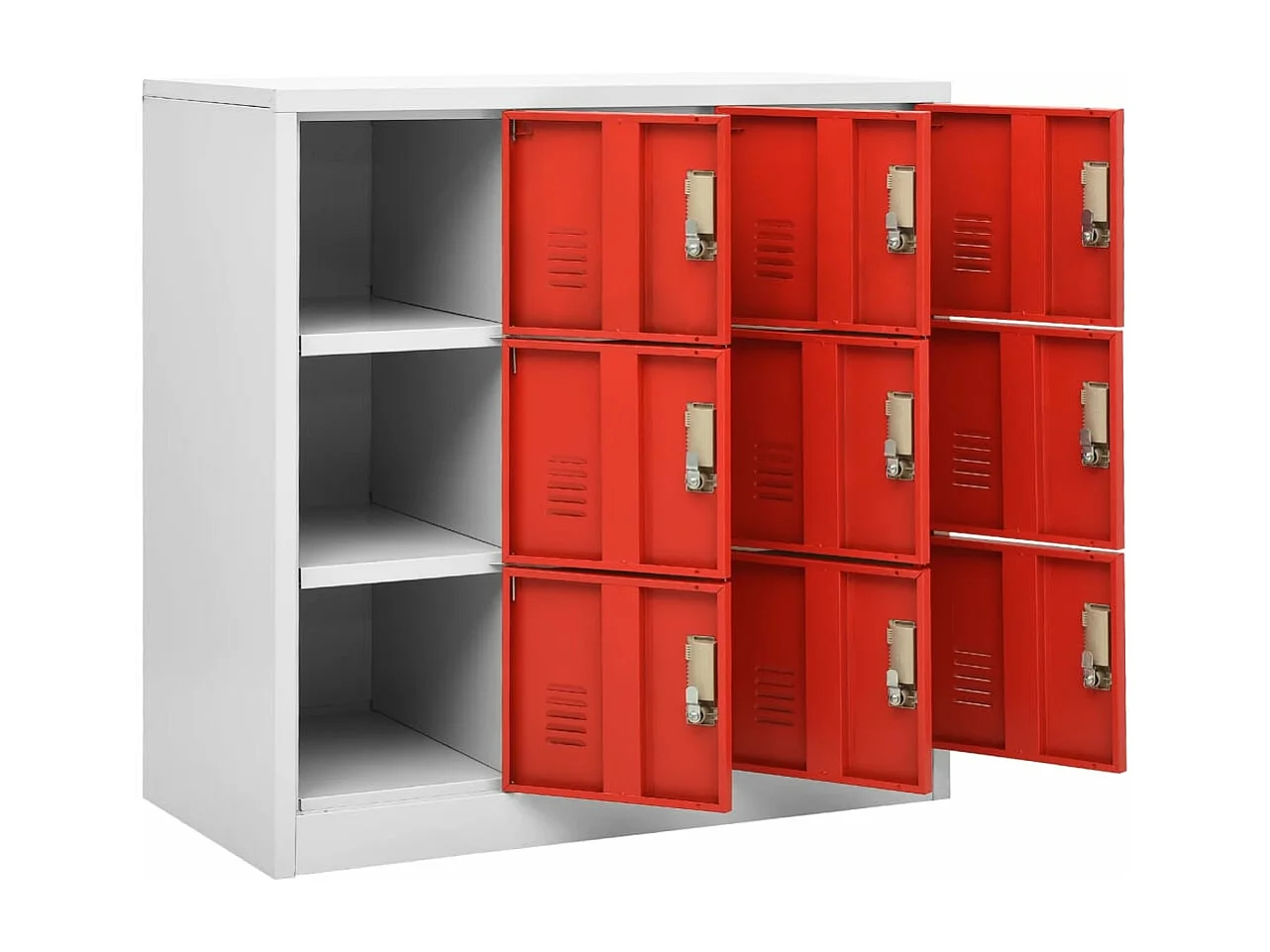 Lockerkast 90x45x92,5 cm staal lichtgrijs en rood