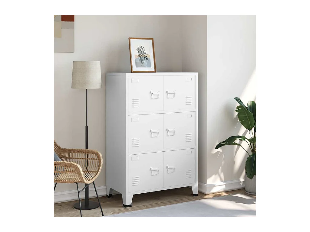 Coffre de rangement industriel Blanc 75x40x115 cm Métal