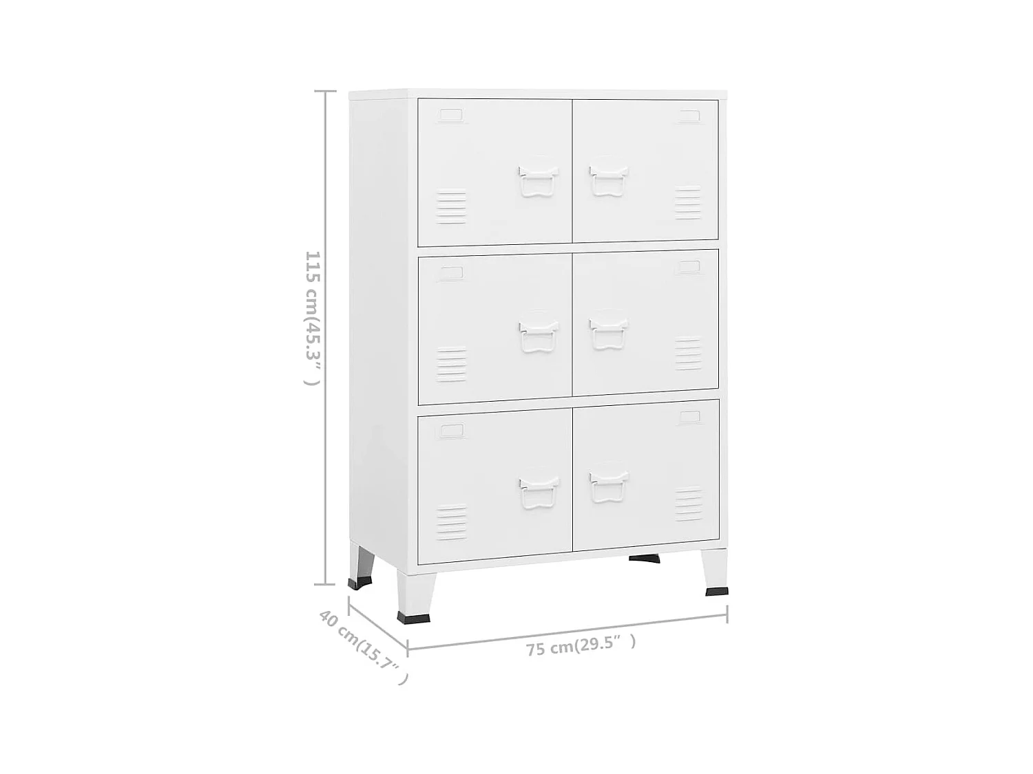 Coffre de rangement industriel Blanc 75x40x115 cm Métal