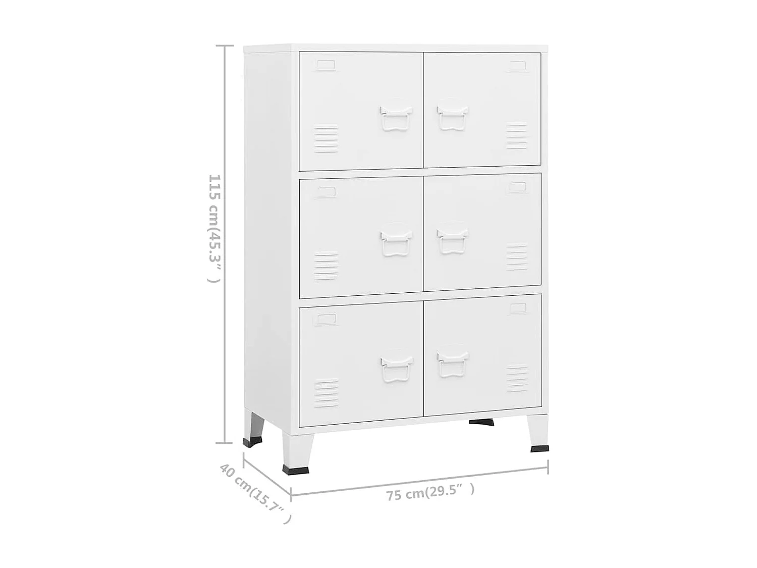 Coffre de rangement industriel Blanc 75x40x115 cm Métal