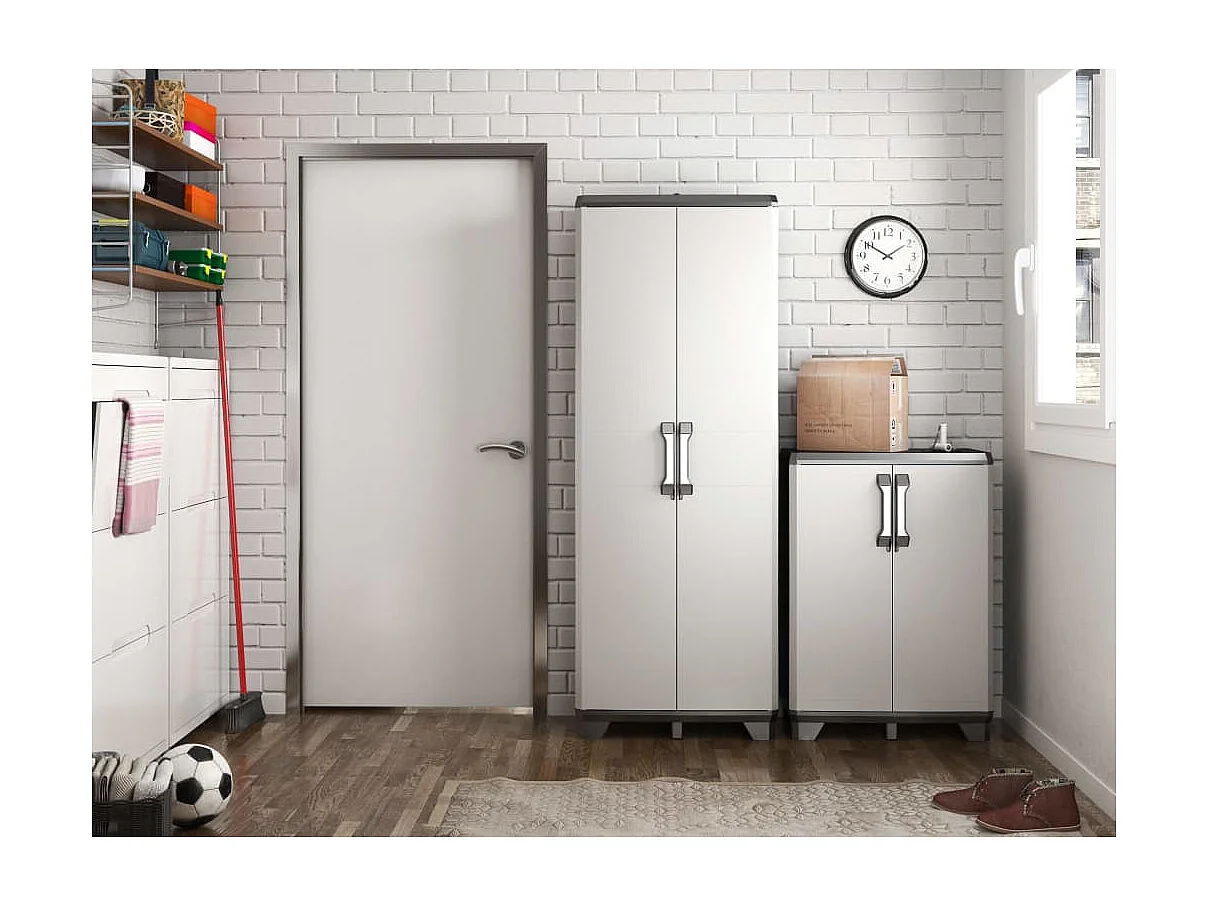 Armadietto con Scaffali Gear Nero e Grigio 182 cm