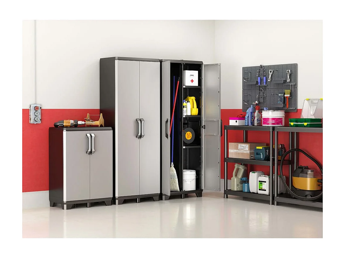 Opbergkast met schappen Gear 182 cm zwart en grijs