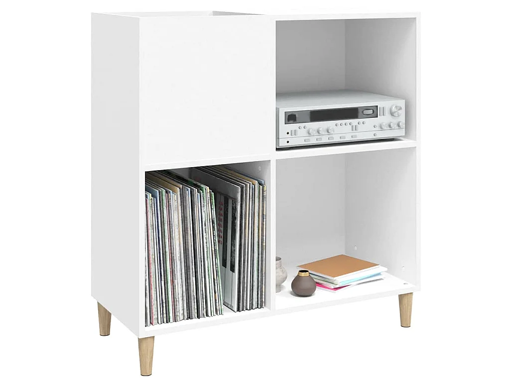 Platenkast 84,5x38x89 cm bewerkt hout wit