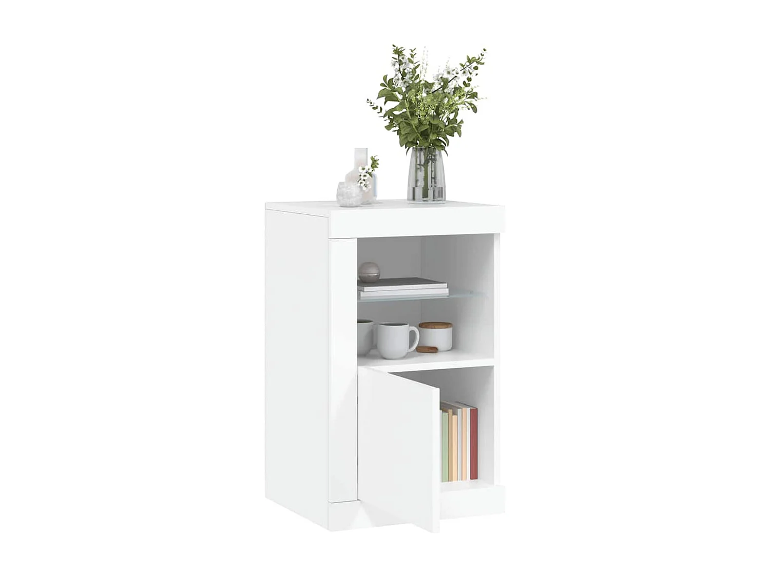 Armoire latérale avec éclairage LED blanc bois d'ingénierie