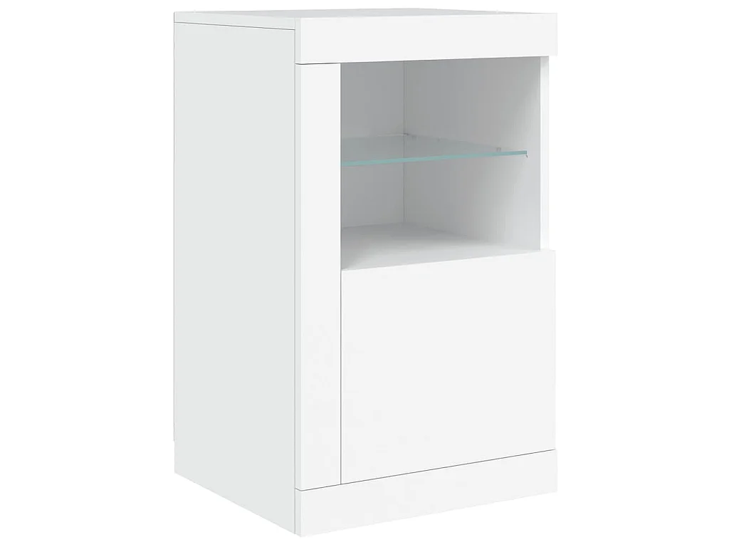 Beistellschrank mit LED-Leuchten Weiß Holzwerkstoff