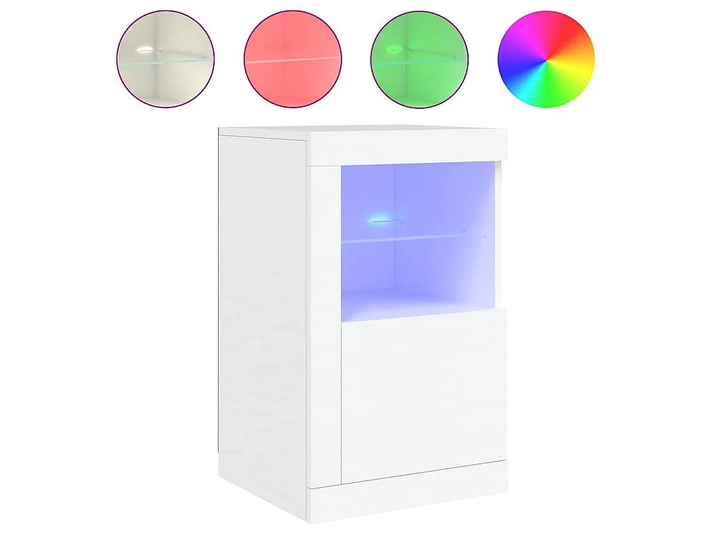 Beistellschrank mit LED-Leuchten Weiß Holzwerkstoff